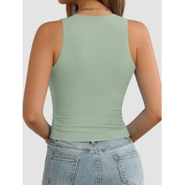 ATHMILE Green Tops for Women Sleeveless Casual Basic Shirts Trendy Going Out Outfits Teen Girls Cute Clothes