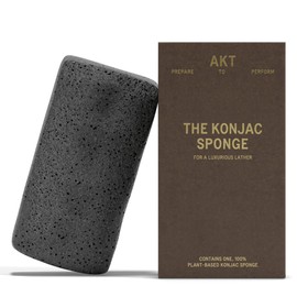 AKT The Konjac Sponge – Plant-Based Shower Sponge with Activated Charcoal, Exfoliating Body Scrubber for Sensitive Skin, Natural, Compostable Bath Essential, All Genders