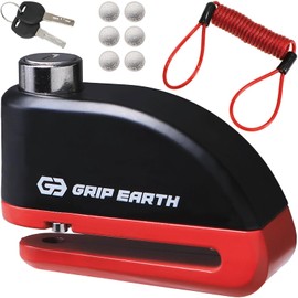 GRIP EARTH Disc Lock Bike Lock Anti-Theft 110dB Loud Alarm Bike Lock Bike Key