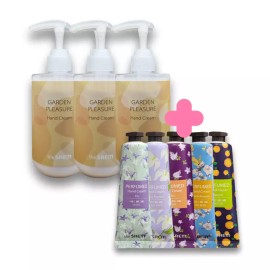 The Saem 더샘 가든 플레져 핸드 크림 300mlx3개+더샘 퍼퓸드 핸드 크림 30ml(2종) 향긋한 손 [아프리콧] The Saem Garden Pleasure Hand Cream 300ml x 3 + The Saem Perfumed Hand Cream 30ml (2 types) Fragrant Hands [Apricot]