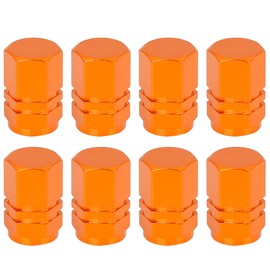 X AUTOHAUX 8pcs Orange Tire Stem Valve Caps Wheel Valve Covers Car Dustproof Hexagon Shape Aluminium Alloy Tire Cap