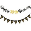 TOPWAYS 30th Birthday Decorations Banner Women Men, Black Gold 30th