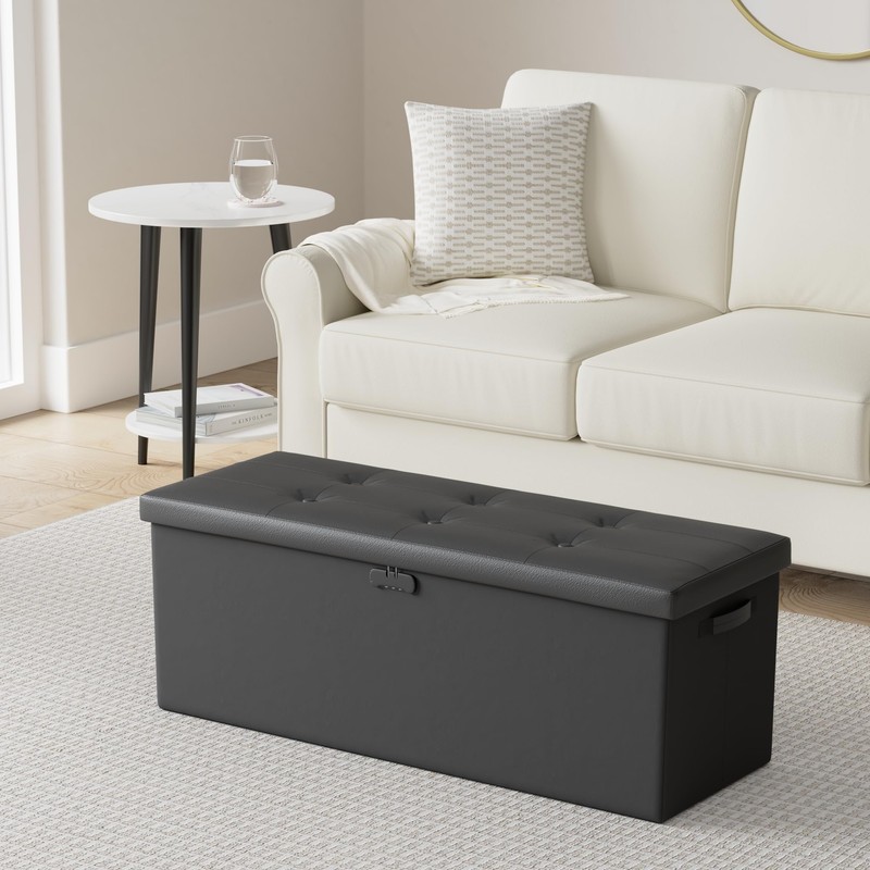 ENGPOW Storage Ottoman, Fireproof Folding Bench with Lock(15”x 43”x15”), Water-Resistant