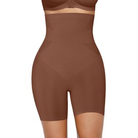 FeelinGirl Shapewear for Women Tummy Control High Waisted Body Shaper Shorts Butt Lifting Panties Shapewear Girdle Thigh Slimmer Chocolate