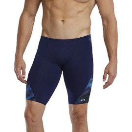 TYR Men's Standard Durafast Elite Blade Splice Jammer Swimsuit, Blue/Soren, 32