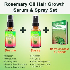 BEHAPRO Rosemary Oil, Hair Growth Serum, Heat Protectant Spray, Biotin Argan Oil Products for Thinning Hair & Hair Loss Treatment, Gifts for Women, Men