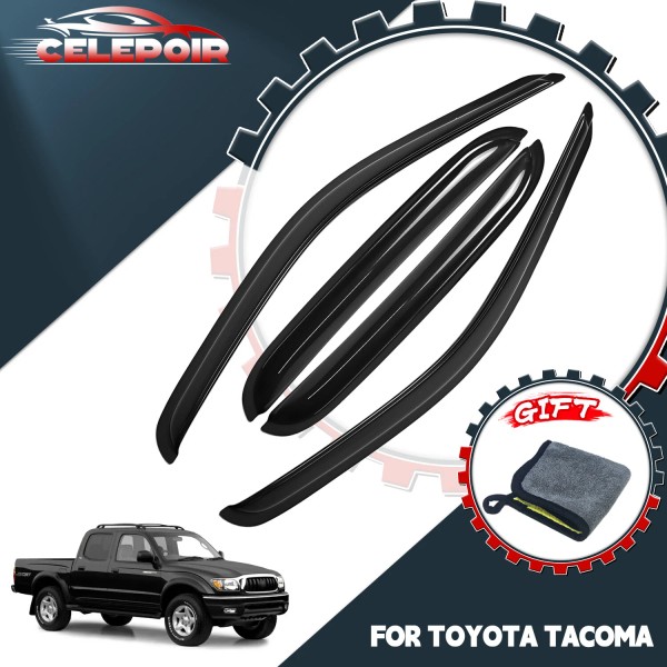 Tres&Vendu For 2001-2004 Toyota Tacoma Crew Cab Side Window Visors