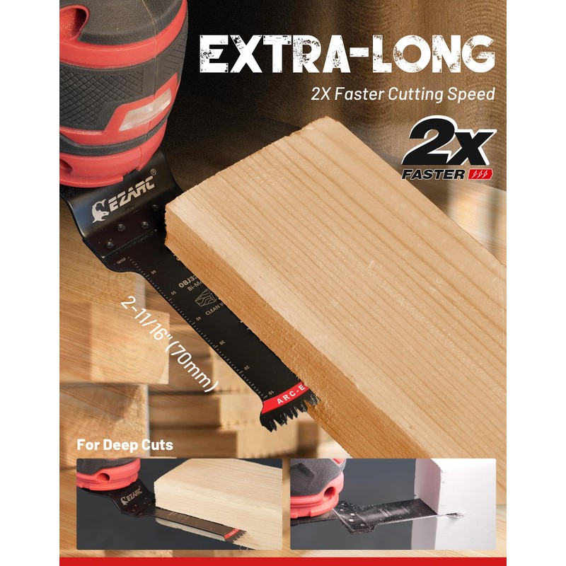 EZARC Bi-Metal Arc Edge Oscillating Tool Blade, 2-11/16" Extra-Long Japanese