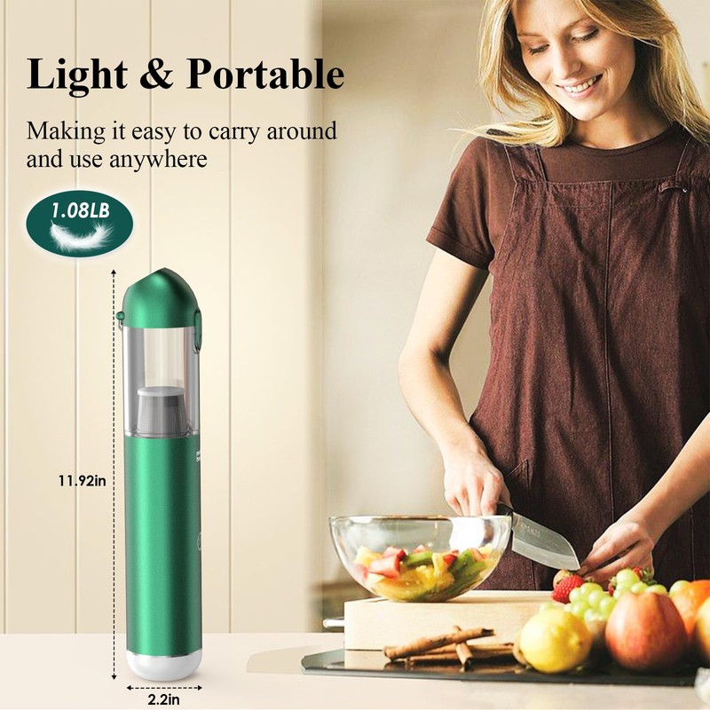 Minthouz 17000Pa Handheld Vacuum - 120W Rechargeable Cordless Cleaner With