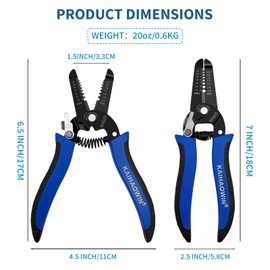KAIHAOWIN 5 Pack Wire Stripper and Cutter with Safety Lock and Spring Loaded Professional Stripping Pliers Electrican Tool Small Gauge for 10-22 AWG Stranded Wire