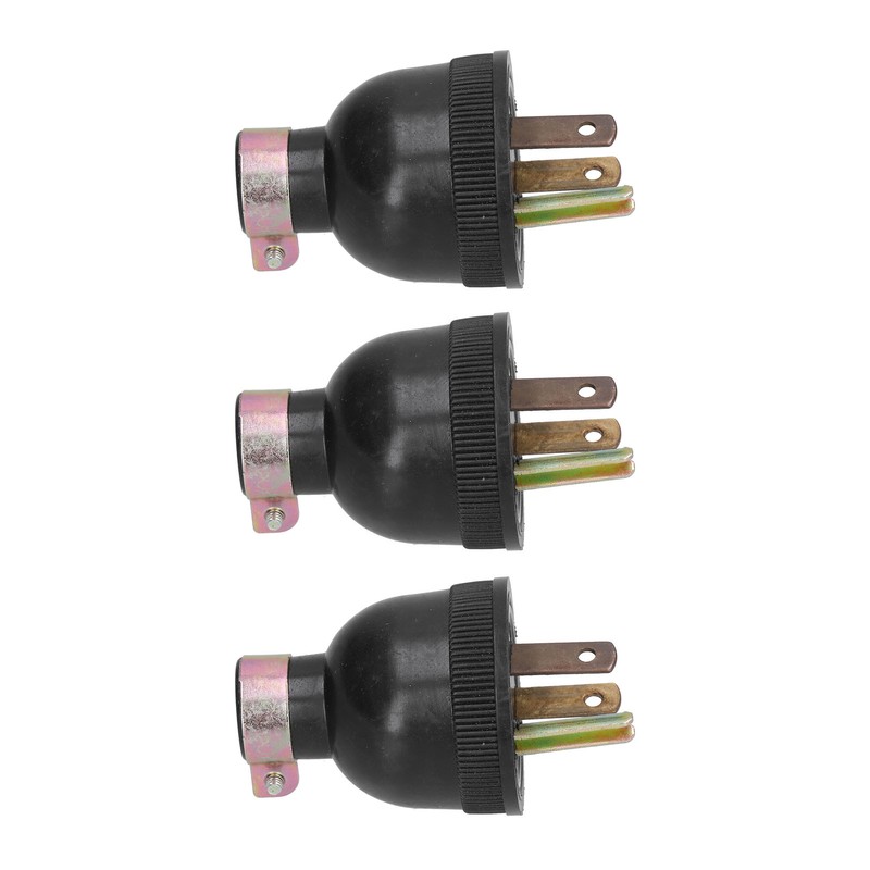 3Pcs American 3 Pole Plugs Compact Plastic Anti Loose Portable