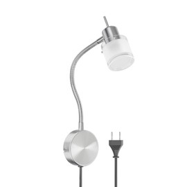 ledscom.de Miras Reading Lamp Gooseneck Switch Plug + GU10 LED Lamp White 3 Levels Dimming: Max. 609lm