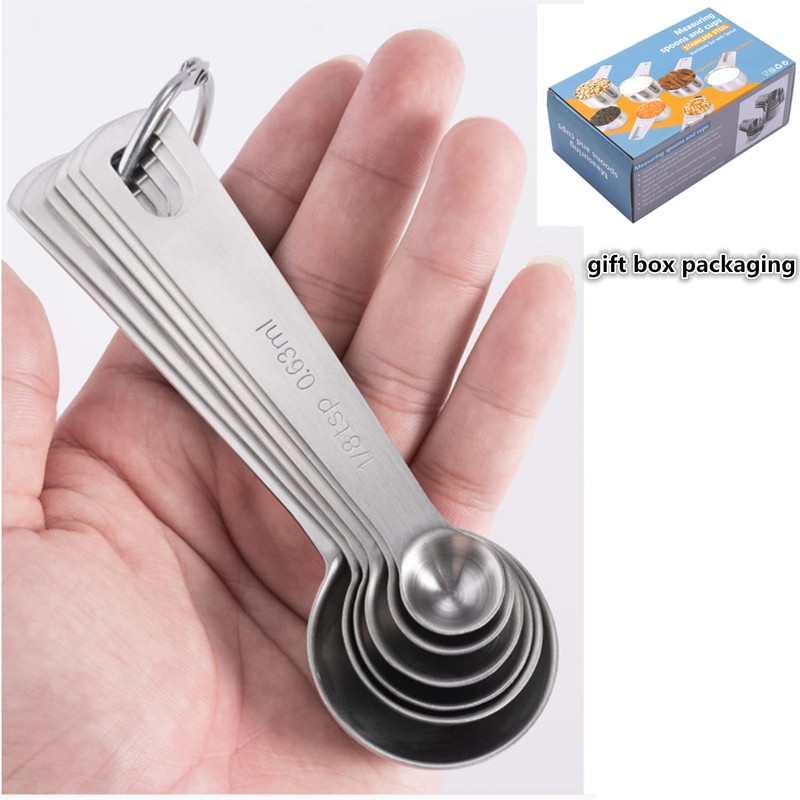 Meiyijia Stainless Steel Measuring Spoons, Stackable Soup Spoons for Measuring
