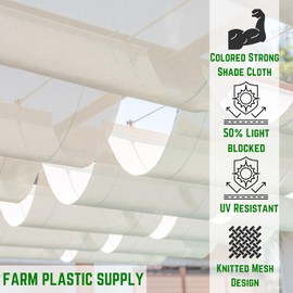 Farm Plastic Supply - White Shade Cloth - 50% - Mesh Fabric for Fence Privacy Screen, Garden Shade, Mesh Fence Screening, Shade Cloth Rolls, Wind Screen, White Shade Cloth (12' x 20')
