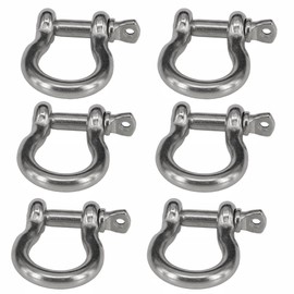 MAMDAFAON 6PCS Stainless Steel Forged Bow Shackle 1/5" (5mm) for Chains, Wire Rope, Lifting and Landing, Camping, Tow Strap