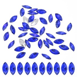 PATIKIL Marquise Gems, 40 Pcs 15x7mm Glass Rhinestones Flat Back Navette Horse Eye Crystal Gems for Jewelry Making DIY Craft, Butt Blue