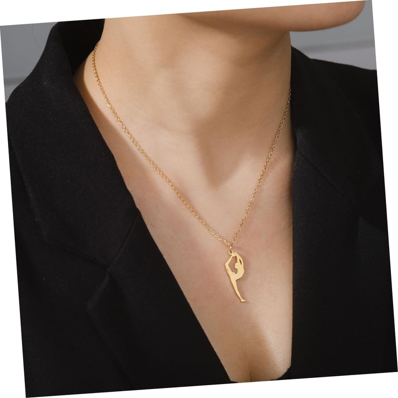 Sosoport Fashion Gymnastics Necklace Cross Pendant Stainless Decorative Sports Necklace