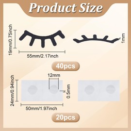 FINGERINSPIRE 20Sets Eyelashes Patches with Stickers 19x55mm Felt Fibre Cloth Eyelashes Applique Black Eyelash Patches Non-Woven Eyelash Sew on Patches Eyelash Craft Supplies for Cloth Hats DIY