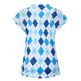 Moydan Camisas polo de golf para mujer, ligeras que absorben la humedad, camisetas atléticas, Escocés azul, XXL