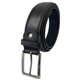 Men's Leather Belt, Black Trouser Belts for Men, 1.25" Wide, Stylish Belt for Special Occasions or Work (Black, XXL)