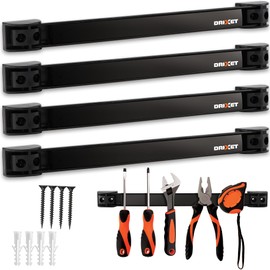 Drixet Magnetic Tool Holder Strip 16", Heavy Duty Magnetic Tool Organizer with Mounting Brackets and Screws, Tool Magnet Bar Rack for Garage Organization, Home, and Workshop Accessories, 4 Pack