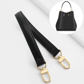 [jiesinlov] Purse Handle Vachetta Leather Strap Handbag Replacement for Neo Noe Hobo Bucket Bag (Black), Black