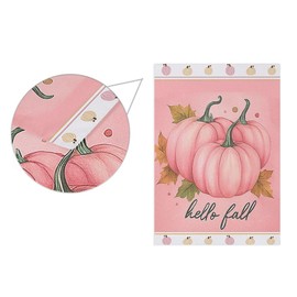 Hello Fall Pink House Flag 28x40 Inch Double Sided Outside Pumpkin Autumn Seasonal Yard Outdoor Flag Banner for Garden Lawn Patio Holiday Decorations