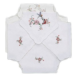 Bread Basket Liners Bun Warmers White Perma-Press Cloth with Butterfly Embroidery 18 x 18 Inch (Set of 2)
