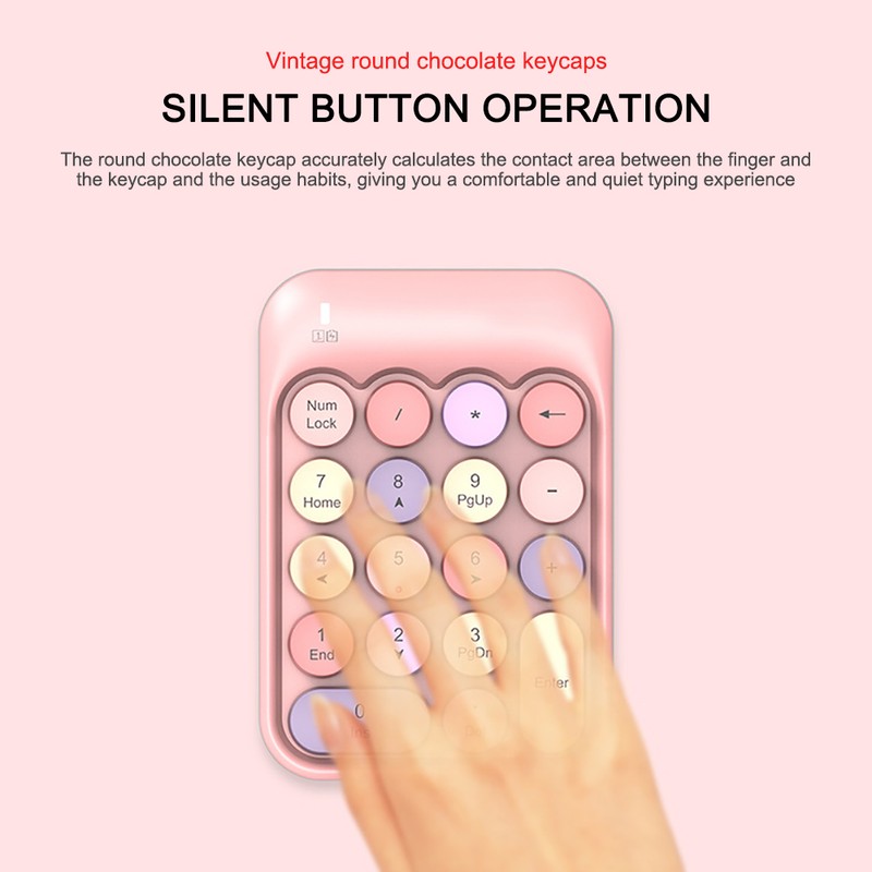 AK18 2.4G Wireless Digital Keypad Accounting External Round Keycap Wireless