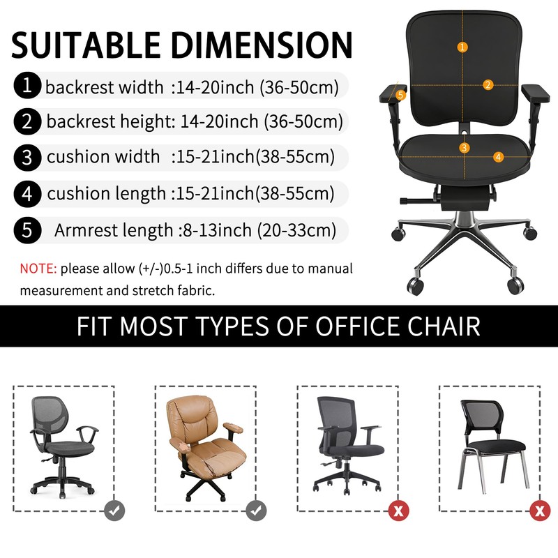 EVOLLER Office Chair 4 Pieces Seat and Back Cover with