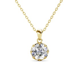 Cate & Chloe Eden Solitaire Pendant Necklace, Women's 18k Yellow Gold Plated Necklace with a Large Sparkling Solitaire Round Cut Crystal