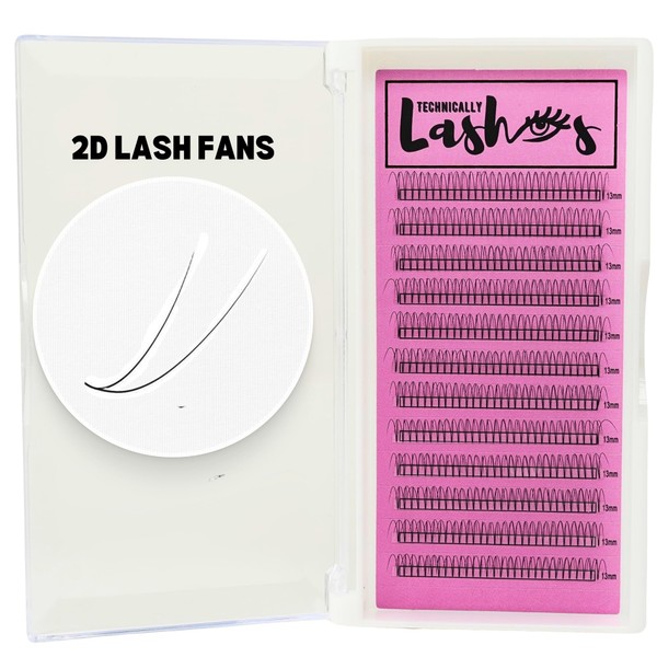 Technically Lashes 2D Premade Lash Fans (0.10 volume) 240pcs D