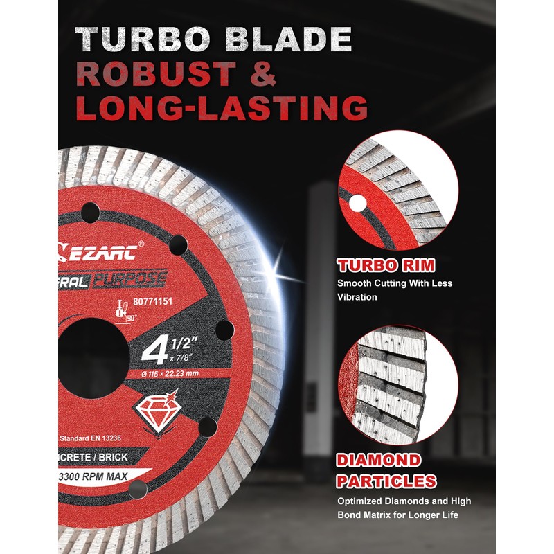 EZARC 4-1/2 inch Diamond Saw Blades for Angle Grinder, 3PCS