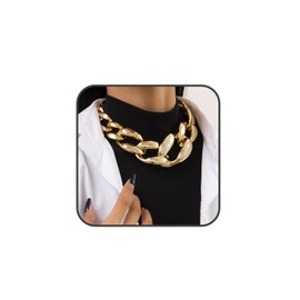 Quizzhe Toggle Bar Clasp Necklaces for Women Boho Chunky Gold Necklace Hip Hop Punk Statement Heavy Necklace Accessories Cuban Link Chain Necklace Fashion Statement Necklaces Jewelry (gold)
