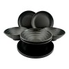 Anforama Vajilla Redonda Negra Tipo Plastico De Melamina 4 Personas