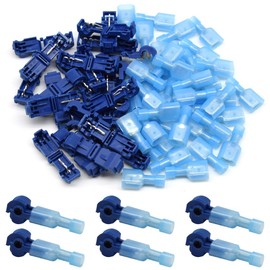 CEEYSEE 60Pcs T Tap Wire Connectors 18-14 AWG of Blue Self-Stripping and Nylon Male Spade Terminal Quick Disconnects Electrical Connectors Kit (NXJL)