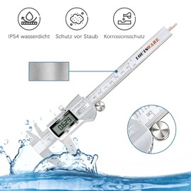 Caliper Digital 0-150 mm/0-6 Inch, High Precision Stainless Steel Calliper, IP54 Waterproof Electronic Digital Calliper, Vernier Calliper, for Indoor, Outdoor & Step Measurement, LED Display