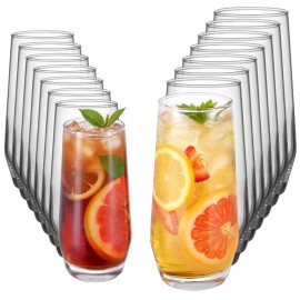 VEVOR 16 PCS Drinking Glasses Set 18.26 Oz 11.5 Oz Highball Cocktail Glassware