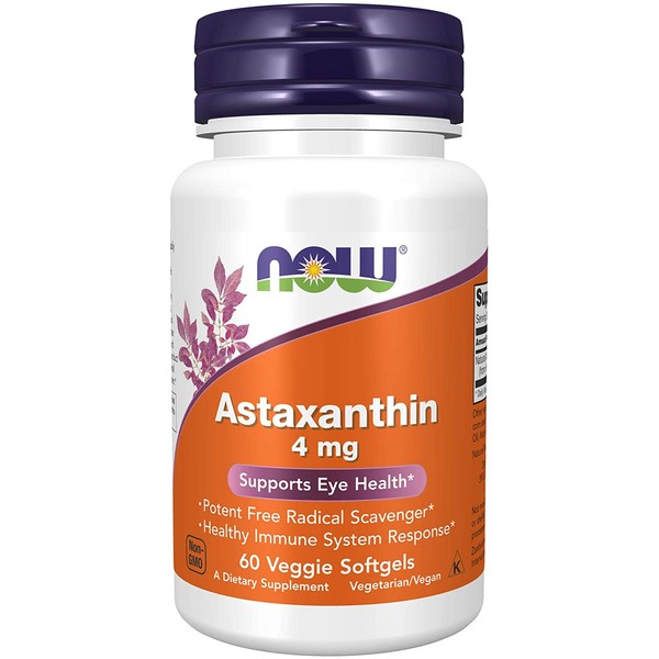 NOW Supplements Astaxanthin 4 mg, features Zanthin, 60 Veg Capsules