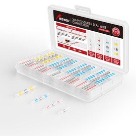 RED WOLF Solder Connector Set 200 Pieces Heat Shrink Butt Connector for Car Marine Home 10-26AWG Cable Connector Waterproof Solder Connector Shrink Connector Solder Seal Wire Connector Shrink Ratio
