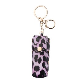Lip Gloss Organizer for Purse Bag Chapstick Holder Keychain Cute Leopard Keychain Charm for Women Lipstick Holder Key Chain for Wallet Handbags Pink Leopard Key Chain for Lip Balm Chapstick Keychain