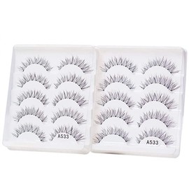 KFZR 5 Pairs Natural Look False Eyelashes Handmade Soft 3D Cross Fashion Fake Eyelashes Black Long Thick Wispies Eye Lashes Extension For Makeup
