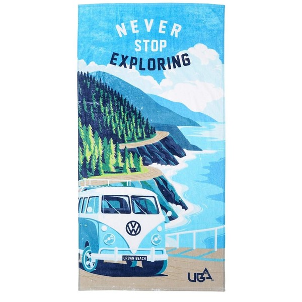 Volkswagen Officially Licensed Bath Towel, Large, Beach Towel, 59.8 x 29.9 inches (152 x 76 cm), Cotton Velour, 100% Cotton