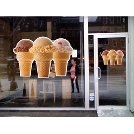 Ice Cream Concession Restaurant Die-Cut Window Static Cling 18 inches Outside Glass