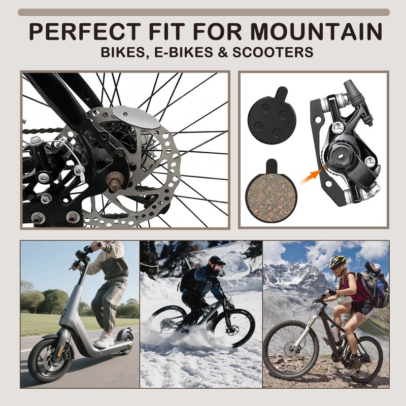 5 Pairs Bike Brake Pads, Low Noise Disc Brake Pads