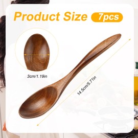 7pcs Small Wooden Spoons, 5.7in Smooth Honey Spoon Wood Teaspoon Serving Spoons Mini Table Spoon for Cooking Condiments Honey Spoons Daily Use