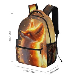 KAFFUL Fox Backpack for Girls Boys, Aesthetic Red Fox Bookbag, Cute Animal Backpack for Kids, Water Resistant Children Casual Daypack Travel Laptop Backpack, 16.5 Inch