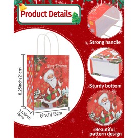 30 Pack Christmas Gift Bags - Reusable Small Christmas Gift Bags with Handles,10 Styles Xmas Wrapping Paper Bags Bulk for Presents & Holiday Party