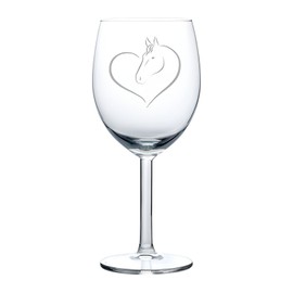 MIP Wine Glass Goblet White or Red Wine 10oz Heart Horse