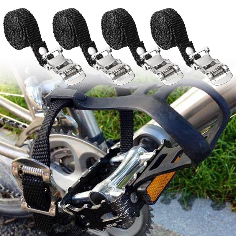 Pack of 4 Bicycle Pedals Clips, Adjustable Toe Straps, Adjustable